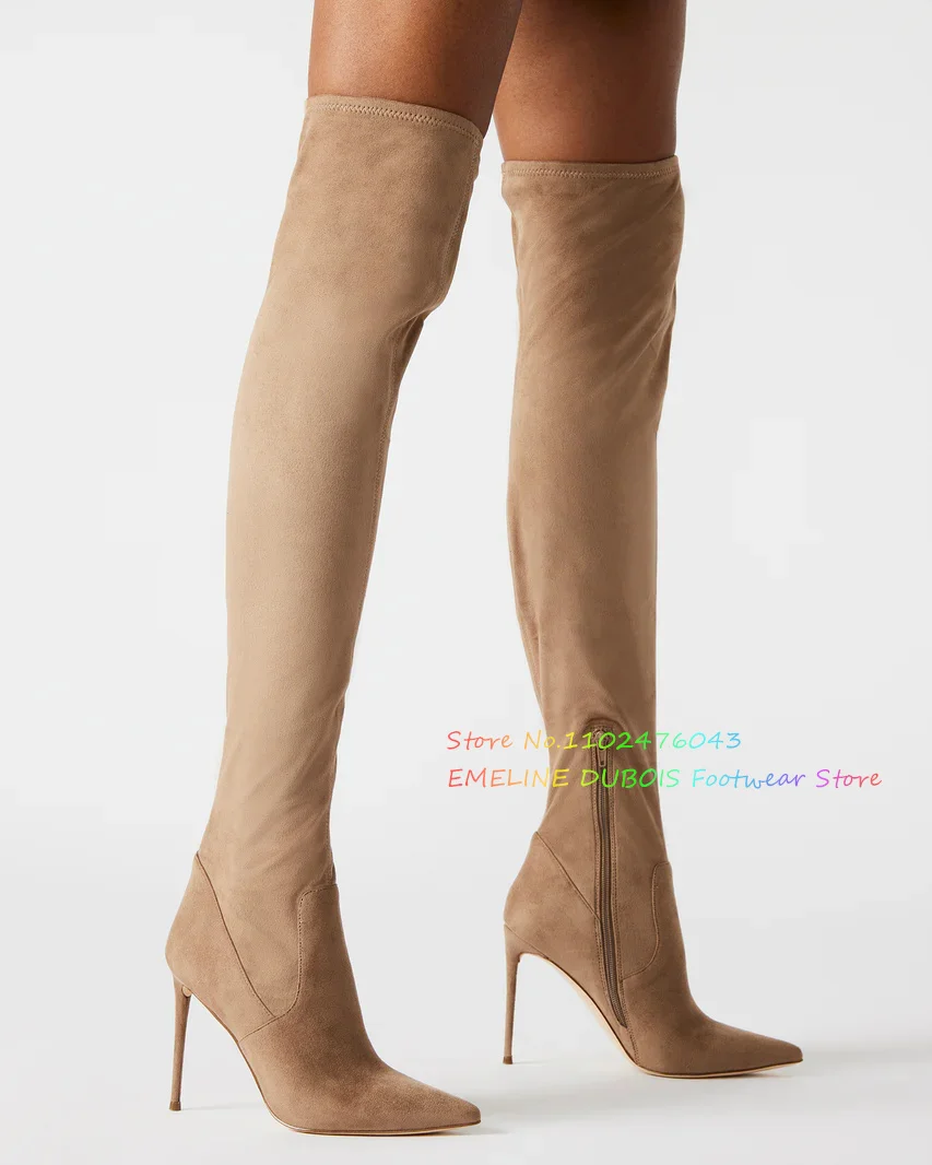 Nude Suede High Heel Over The Knee Boot Women Pointed Toe Slim Heel Side Zipper Dress Long Boots Pull On Stretch Winter Shoes
Nude Suede High Heel Over The Knee Boot Women Pointed Toe Slim Heel Side Zipper Dress Long Boots Pull On Stretch Winter Shoes