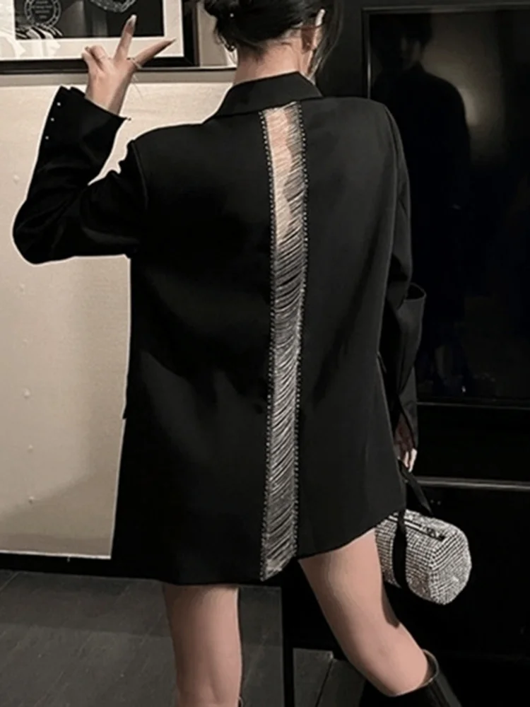 Fashion Women's Blazer New Backless Hollow out Chain One Button Black Thin Section Suit Jackets Female Autumn O362
Fashion Women's Blazer New Backless Hollow out Chain One Button Black Thin Section Suit Jackets Female Autumn O362