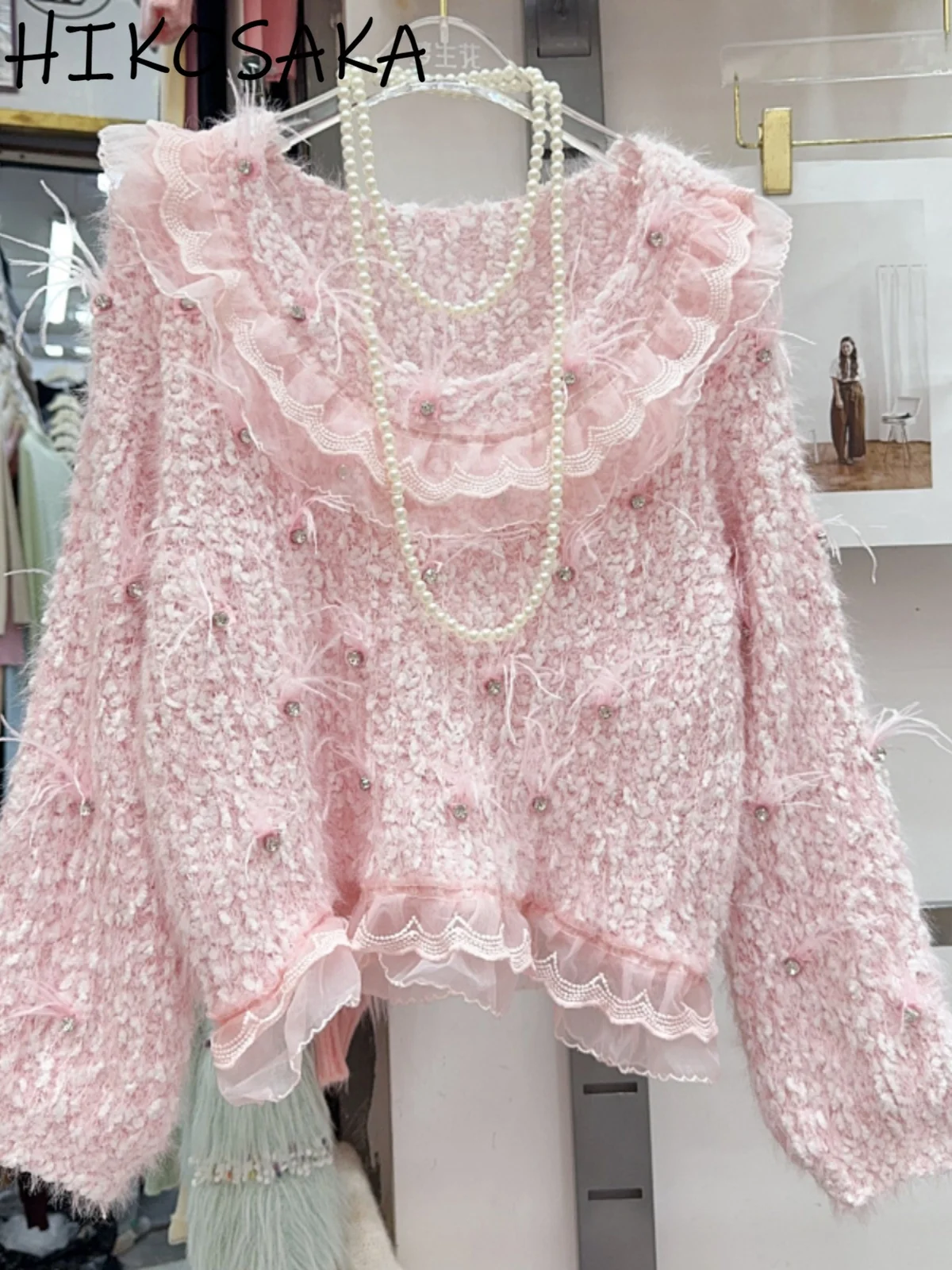 Heavy Diamond Sweet Three-dimensional Floral Feather Knit Pull Femme Hollow Out Soft Temperament Sweaters Autumn Iwnter Jumpers
Heavy Diamond Sweet Three-dimensional Floral Feather Knit Pull Femme Hollow Out Soft Temperament Sweaters Autumn Iwnter Jumpers