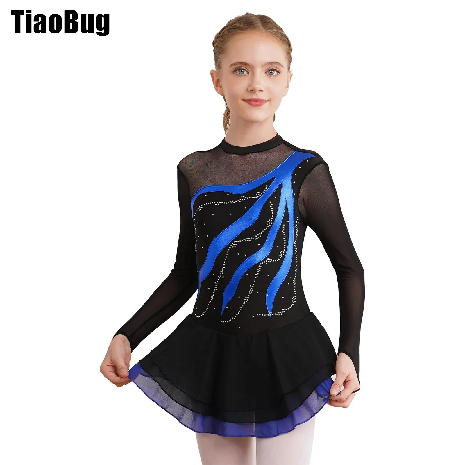 Kids Girls Patchwork Dance Dress Rhinestone Decorated Style Stylish Clothing Long Sleeve Round Neckline Hollow Back
Kids Girls Patchwork Dance Dress Rhinestone Decorated Style Stylish Clothing Long Sleeve Round Neckline Hollow Back