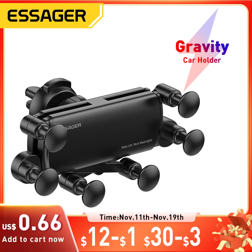 Essager Gravity Car Phone Holder Air Vent Clip Mount Stand GPS SmartPhone Support For iPhone 13 12 Pro Max Xiaomi Huawei Samsung
Essager Gravity Car Phone Holder Air Vent Clip Mount Stand GPS SmartPhone Support For iPhone 13 12 Pro Max Xiaomi Huawei Samsung