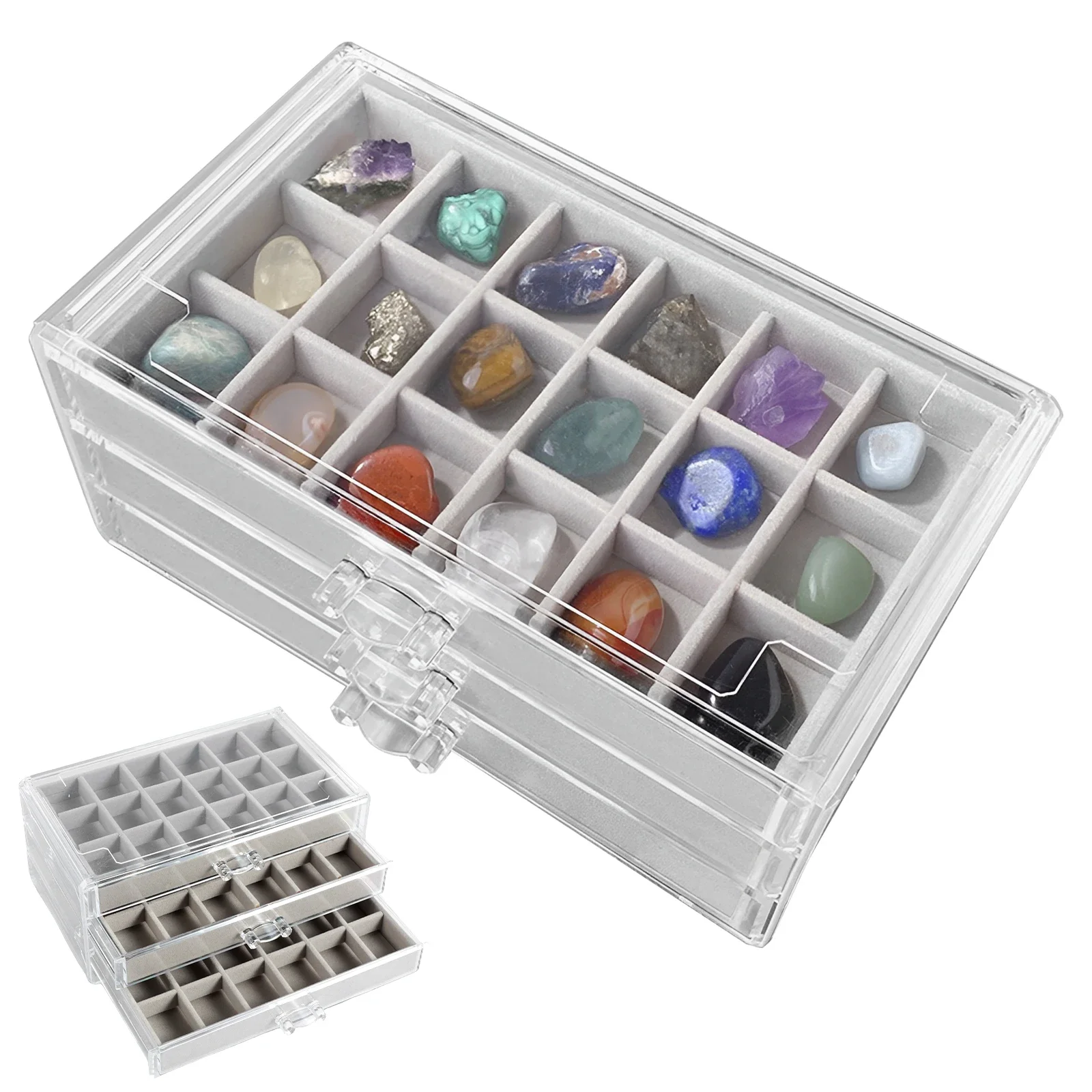 Rock Display Case 3 Drawers Rock Collection Box Clear Crystals Display Case Durable Gemstone Rock Storage Case for Kids Rocks
Rock Display Case 3 Drawers Rock Collection Box Clear Crystals Display Case Durable Gemstone Rock Storage Case for Kids Rocks