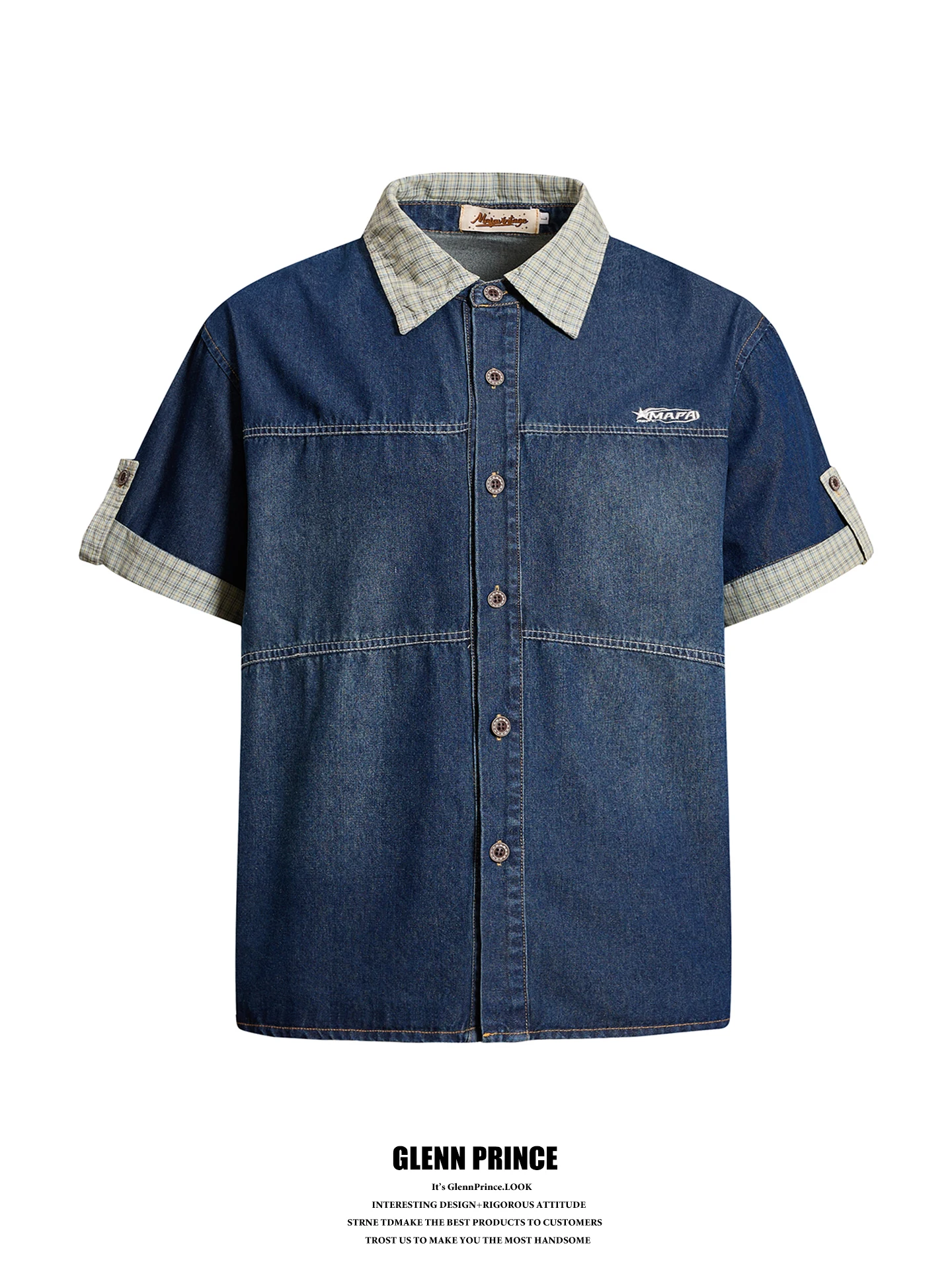 GPstudio American Retro Plaid Denim Shirt Men Summer Trendy Design Casual Shirt Loose Fit Cotton Breathable Short Sleeve
GPstudio American Retro Plaid Denim Shirt Men Summer Trendy Design Casual Shirt Loose Fit Cotton Breathable Short Sleeve