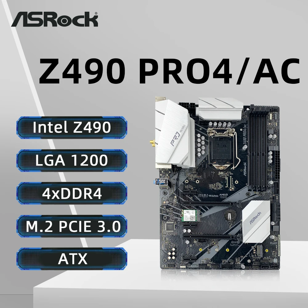Материнская плата ASRock Z490 PRO4/AC LGA1200 поддерживает основные процессоры Intel 10-го поколения i9-10900K, процессор 4 × DDR4, двухканальный, 128 ГБ PCIe 3.0
Материнская плата ASRock Z490 PRO4/AC LGA1200 поддерживает основные процессоры Intel 10-го поколения i9-10900K, процессор 4 × DDR4, двухканальный, 128 ГБ PCIe 3.0