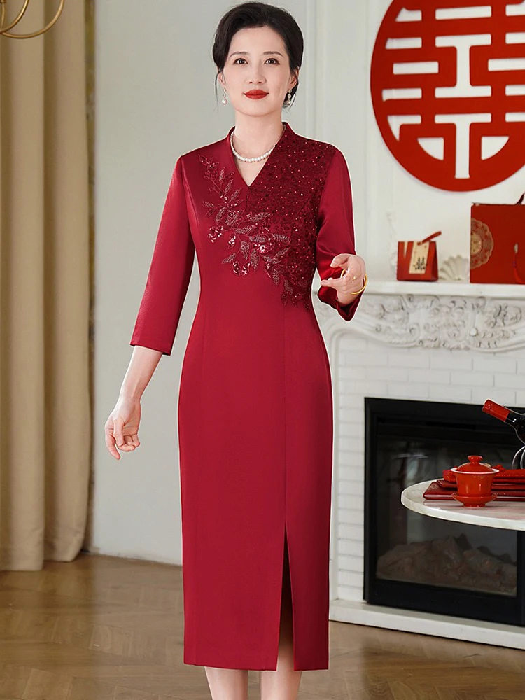 Ele New Chinese Sle Wedding Dr Reformed Qipao High End Mom of the Bride Daily Wear ort Sve Floral
Ele New Chinese Sle Wedding Dr Reformed Qipao High End Mom of the Bride Daily Wear ort Sve Floral
