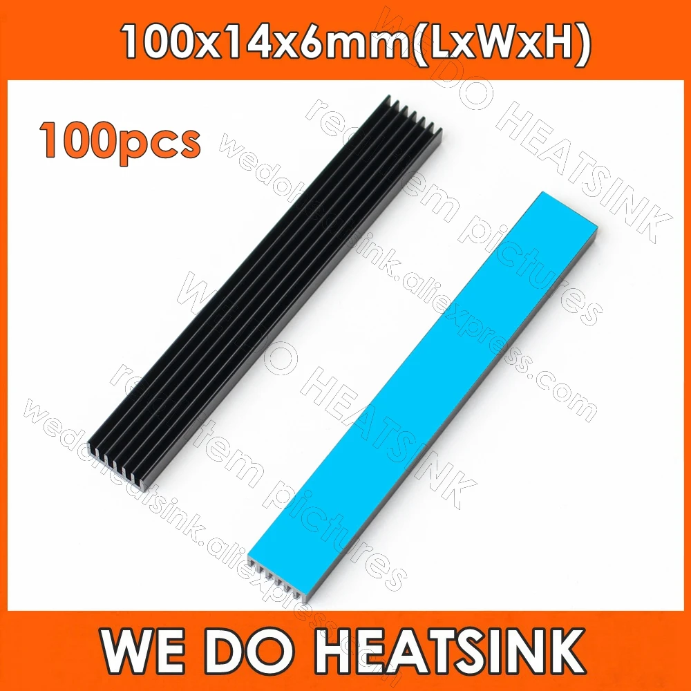 WE DO HEATSINK 100pcs 100x14x6mm Black Extruded Aluminum Heat Sink 100*14*6mm Radiator for Electronic Chip RAM LED IC Cooler
WE DO HEATSINK 100pcs 100x14x6mm Black Extruded Aluminum Heat Sink 100*14*6mm Radiator for Electronic Chip RAM LED IC Cooler