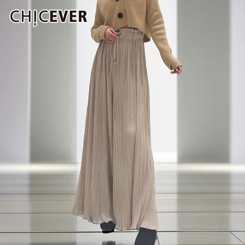 CHICEVER Spliced Pleated Pants For Women High Waist Patchwork Lace Up Casual Wide Leg Long Trousers Female Spring Clothing New
CHICEVER Spliced Pleated Pants For Women High Waist Patchwork Lace Up Casual Wide Leg Long Trousers Female Spring Clothing New