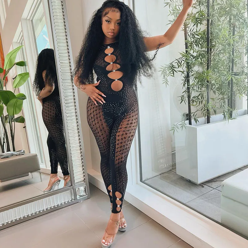 Sparkly Crystal Diamond Sheer Mesh Jumpsuit for Women Night Party Skinny Rompers and Jumpsuits Long Sleeve One Piece Romper Club
Sparkly Crystal Diamond Sheer Mesh Jumpsuit for Women Night Party Skinny Rompers and Jumpsuits Long Sleeve One Piece Romper Club