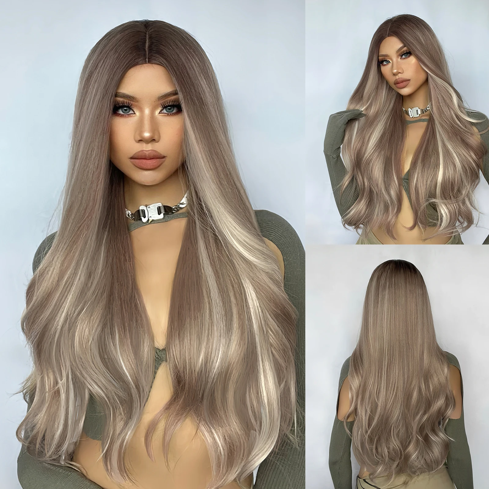 HAIRCUBE White Gold Brown Synthetic Wigs Long Wavy Natural Hair Wigs for Women Middle Party Cosplay Daily Heat Resistant Wigs
HAIRCUBE White Gold Brown Synthetic Wigs Long Wavy Natural Hair Wigs for Women Middle Party Cosplay Daily Heat Resistant Wigs