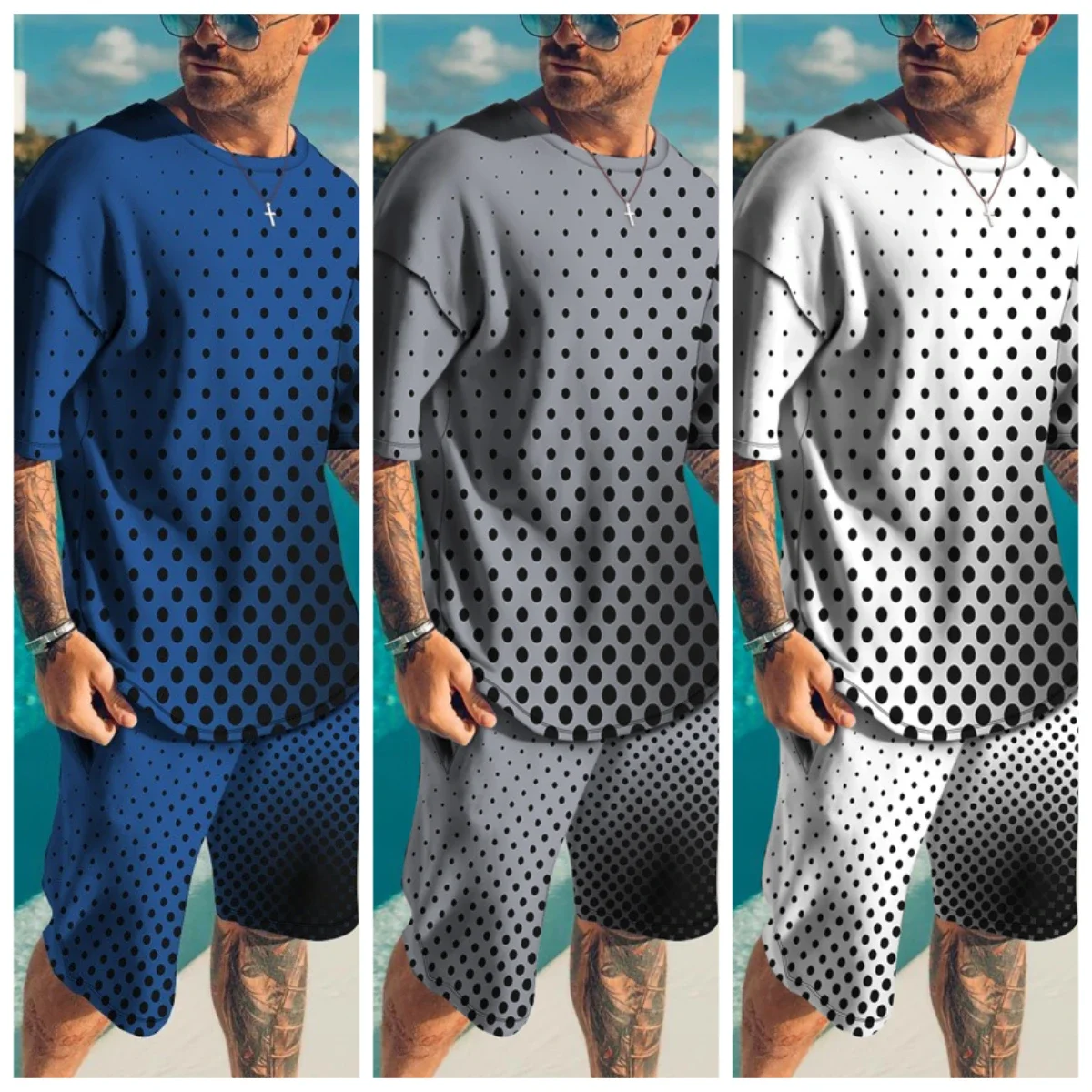 Летний мужской хит продаж, модный повседневный мужской костюм с 3D принтом, дышащий, быстросохнущий, удобный мужской комплект футболок с круглым вырезом 
Летний мужской хит продаж, модный повседневный мужской костюм с 3D принтом, дышащий, быстросохнущий, удобный мужской комплект футболок с круглым вырезом