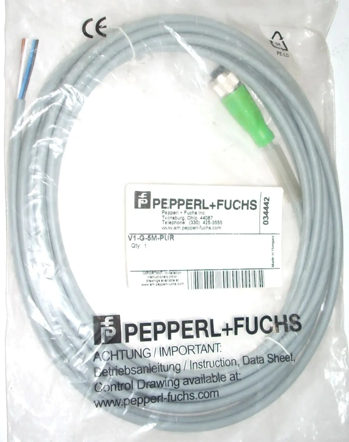 V1-G-5M-PUR 034442 Sensor-Actuator Cables
V1-G-5M-PUR 034442 Sensor-Actuator Cables