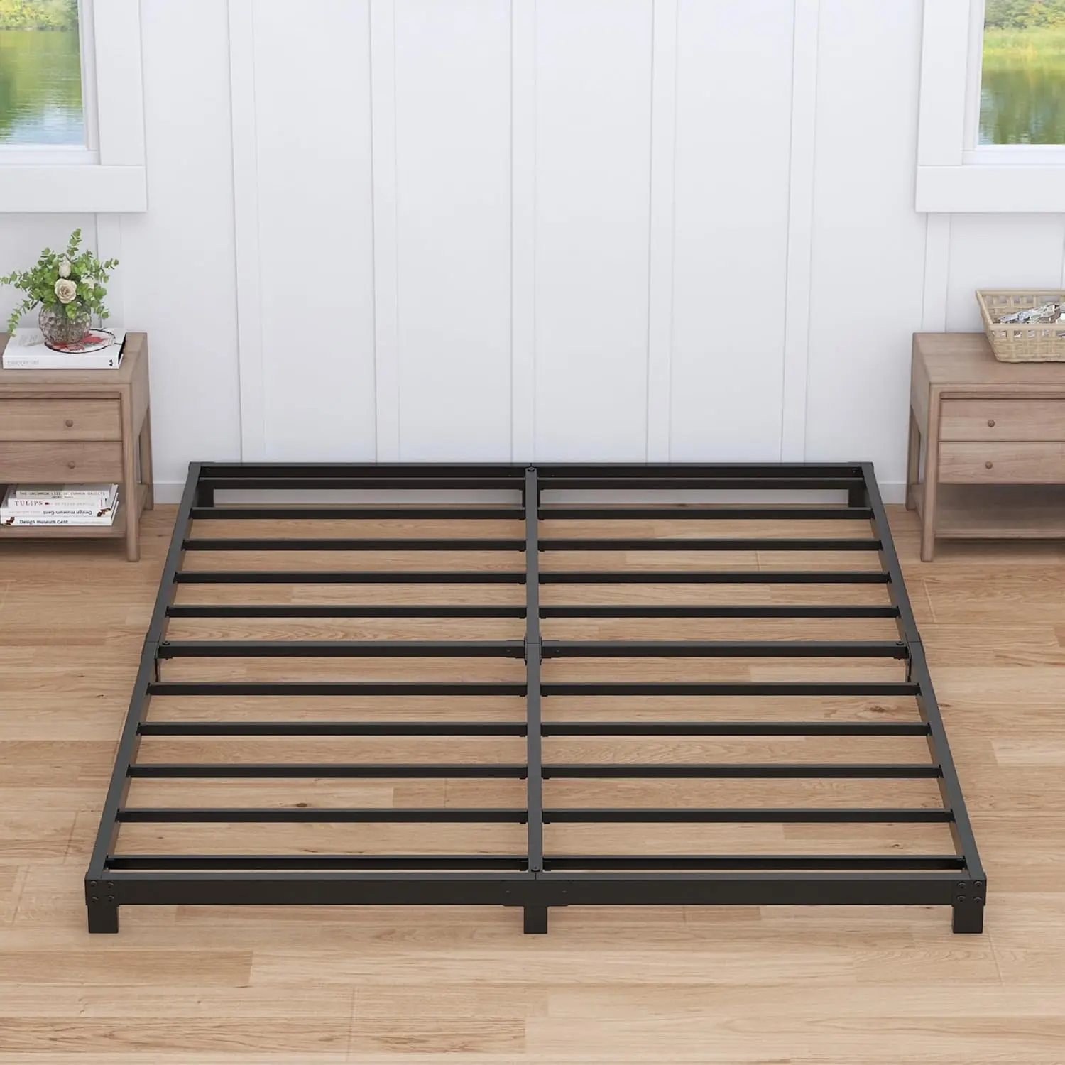 4 H Bed Frame Queen Size Low Profile, Queen Bed Frame No Box Spring Needed, Heavy Duty Metal, Easy Assembly, Black
4 H Bed Frame Queen Size Low Profile, Queen Bed Frame No Box Spring Needed, Heavy Duty Metal, Easy Assembly, Black