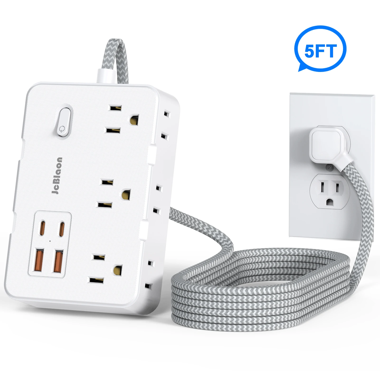 Universal Power Strip US Plug with 6 AC Outlets 4 USB Type-C/A Charge 5FT Extension Cable Desktop Wall Ground Electric Socket
Universal Power Strip US Plug with 6 AC Outlets 4 USB Type-C/A Charge 5FT Extension Cable Desktop Wall Ground Electric Socket