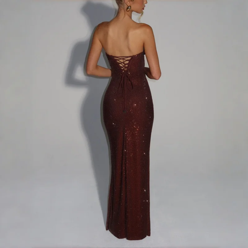 Chocolate Brown Sequin Sparkly Strapless Maxi Dress Lace Up Back Slim Cowl Neck Woman Clothes 2026 Evening Elegant Party Dresses
Chocolate Brown Sequin Sparkly Strapless Maxi Dress Lace Up Back Slim Cowl Neck Woman Clothes 2026 Evening Elegant Party Dresses