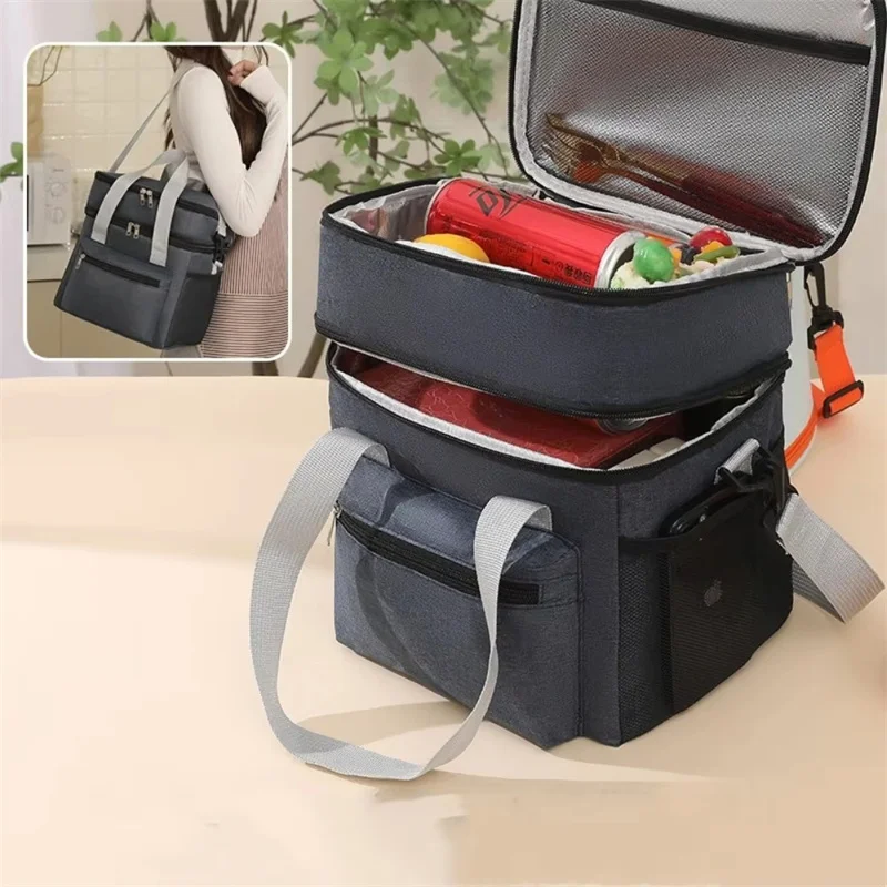 Multifunctional Double Layers Tote Cooler Lunch Bag Women Men Large Capacity Travel Picnic Food Beverage Bag With Shoulder Strap
Multifunctional Double Layers Tote Cooler Lunch Bag Women Men Large Capacity Travel Picnic Food Beverage Bag With Shoulder Strap