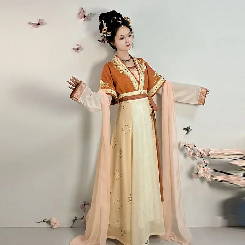 Traditional Chinese Clothing Women Hanfu Flower Tang Style Hanfu Women's Round Collar Back Back To Spring and Autumn Period
Traditional Chinese Clothing Women Hanfu Flower Tang Style Hanfu Women's Round Collar Back Back To Spring and Autumn Period