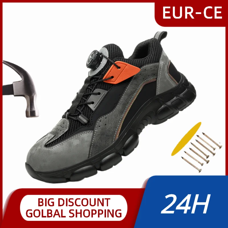 Lightweight Breathable Sneaker Rotating Button Steel Toe Protection Safety Shoes Anti Shock Slip Resistant Industrial Shoes
Lightweight Breathable Sneaker Rotating Button Steel Toe Protection Safety Shoes Anti Shock Slip Resistant Industrial Shoes