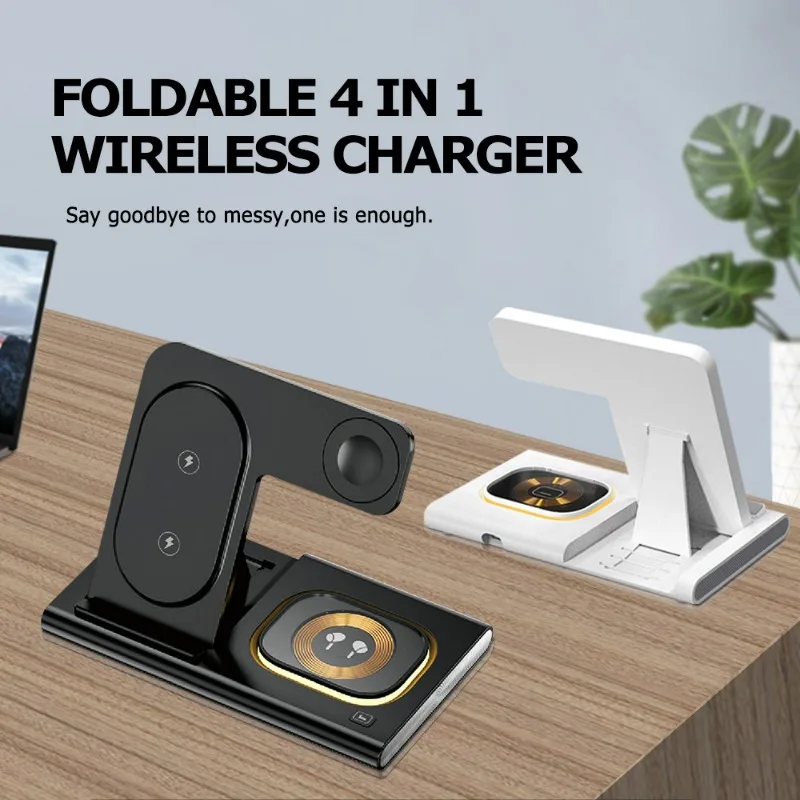 Desktop three in one wireless charger is foldable and supports fast charging and multifunctional wireless charging
Desktop three in one wireless charger is foldable and supports fast charging and multifunctional wireless charging