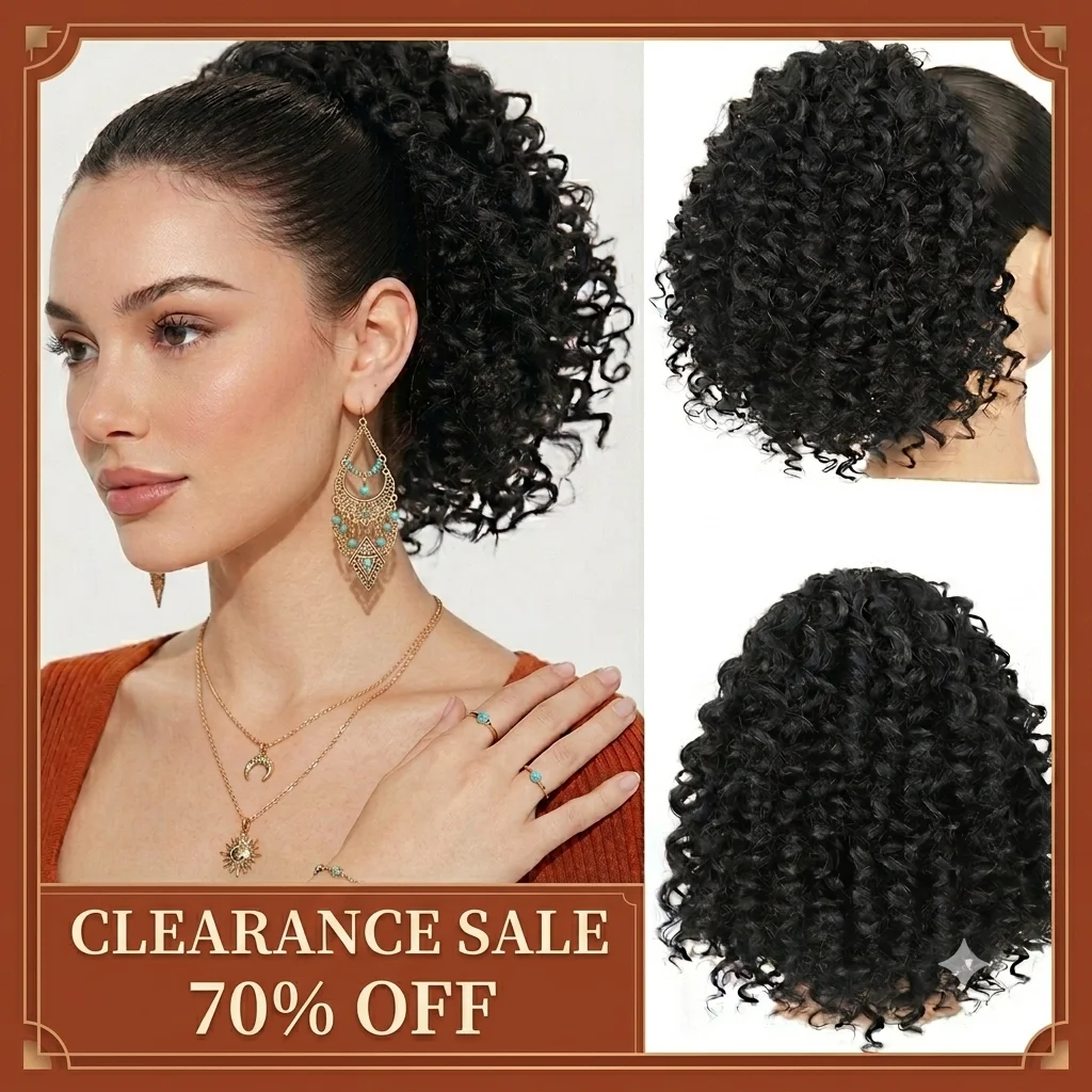 Short Curly Ponytail Hair Extensions 10 Inch Clip In Drawstring Ponytail for Black Women Synthetic Hair Ponytails Clearance Sale
Short Curly Ponytail Hair Extensions 10 Inch Clip In Drawstring Ponytail for Black Women Synthetic Hair Ponytails Clearance Sale