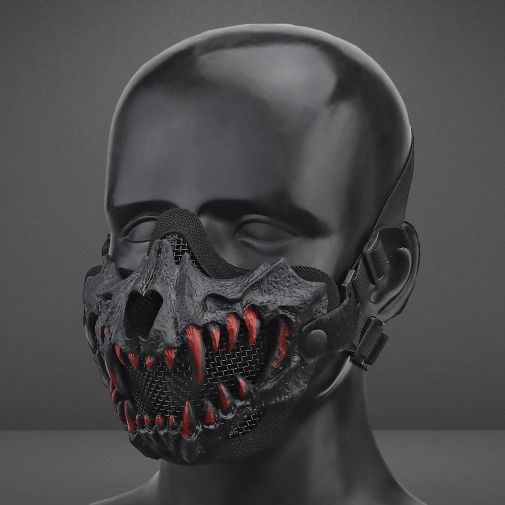 Fangs Cosplay Airsoft Mask Half Face Paintball Mask Adjustable Strap Breathable Headwear Halloween Cosplay Props
Fangs Cosplay Airsoft Mask Half Face Paintball Mask Adjustable Strap Breathable Headwear Halloween Cosplay Props
