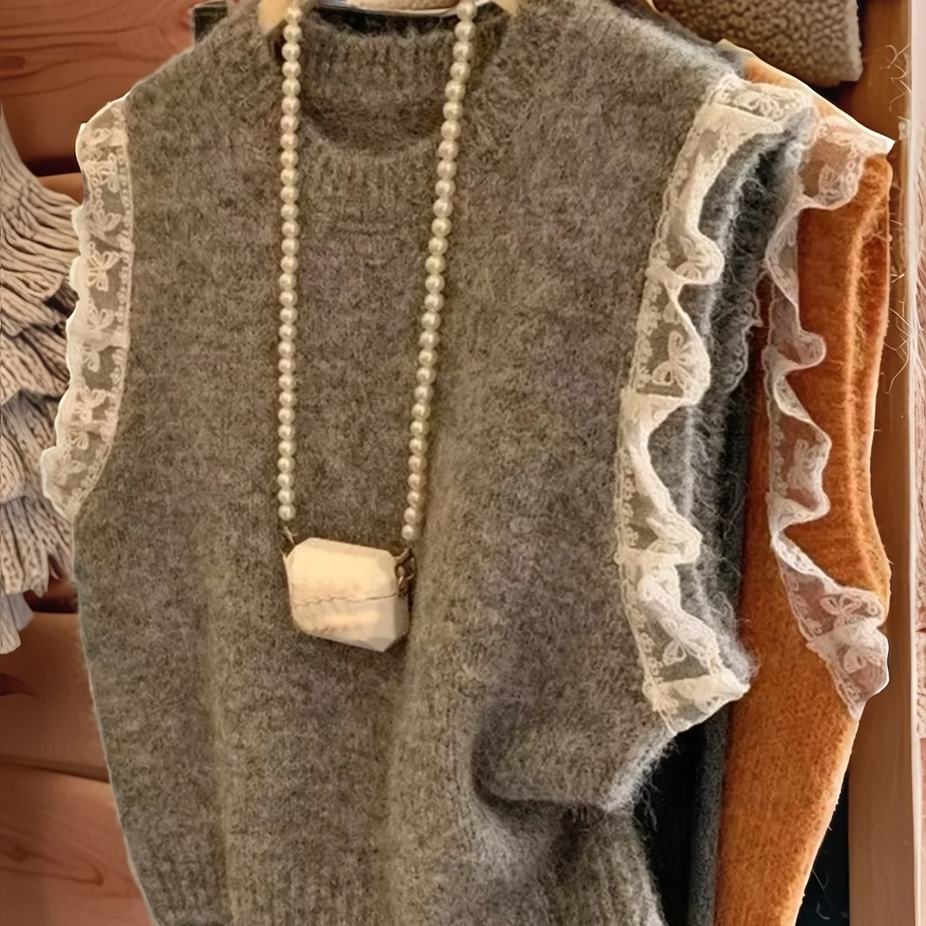Women Lace Ruffle Sleeveless Knit Vest O Neck Soft Knitted Waistcoat Casual Layer Sweater Top
Women Lace Ruffle Sleeveless Knit Vest O Neck Soft Knitted Waistcoat Casual Layer Sweater Top