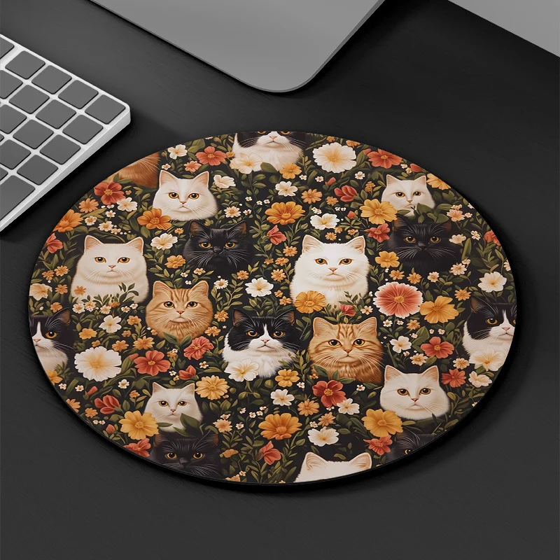 The cat and floral printed round mouse pad is waterproof and anti-slip, suitable for office and gaming desk MATS
The cat and floral printed round mouse pad is waterproof and anti-slip, suitable for office and gaming desk MATS