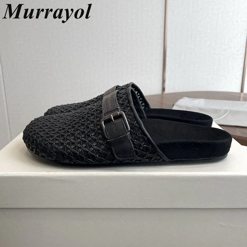 Lazy Mules Women Genuine Leather Closed Toe Belt Buckle Decor Flat Half Slippers Spring Autumn Outdoor Vacation Walking Shoes
Lazy Mules Women Genuine Leather Closed Toe Belt Buckle Decor Flat Half Slippers Spring Autumn Outdoor Vacation Walking Shoes