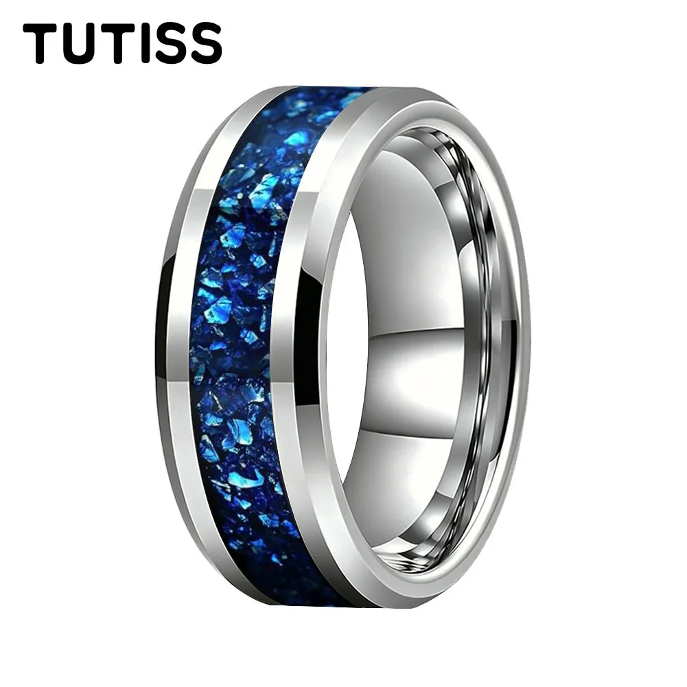 TUTISS 6/8mm Tungsten Carbide Ring for Men, Blue Glass Stone Inlay Beveled Edge Polished Wedding Band Engagement Promise Ring
TUTISS 6/8mm Tungsten Carbide Ring for Men, Blue Glass Stone Inlay Beveled Edge Polished Wedding Band Engagement Promise Ring
