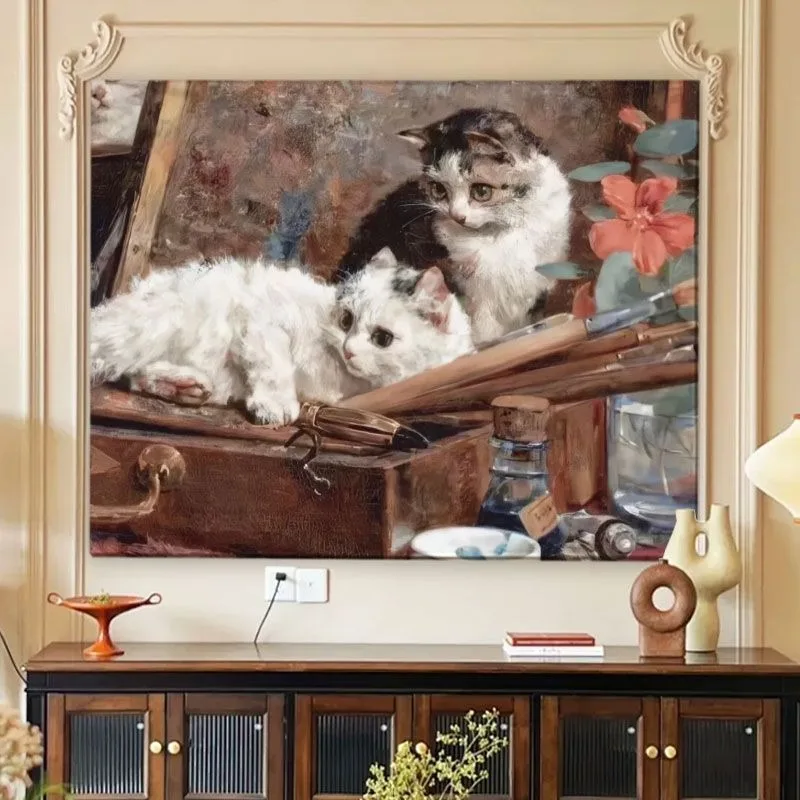 Vintage Oil Painting Style Cats Tapestry, Artistic Room Wall Decor
Vintage Oil Painting Style Cats Tapestry, Artistic Room Wall Decor