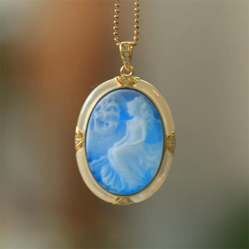 s925Silver Inlaid Mother-of-Pearl Series Cameo Daughter of the Sea Pendant with Pure Silver Chain Gift Box Exquisite Hand-Carved
s925Silver Inlaid Mother-of-Pearl Series Cameo Daughter of the Sea Pendant with Pure Silver Chain Gift Box Exquisite Hand-Carved