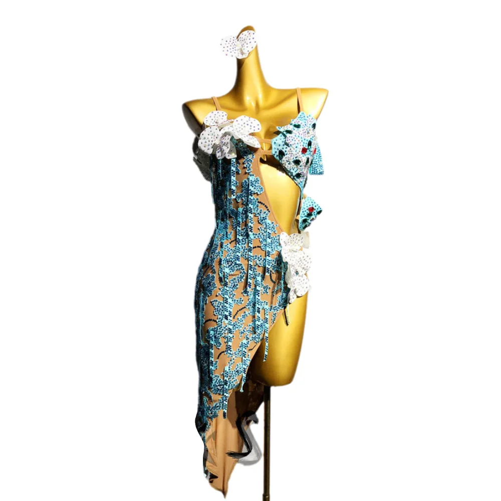 Latin Dance Adult And Children'S Dress AB Stone High-End Custom Flower Embroidered Long Dress Cha Cha Tango Women'S Clothing
Latin Dance Adult And Children'S Dress AB Stone High-End Custom Flower Embroidered Long Dress Cha Cha Tango Women'S Clothing