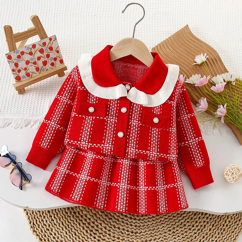 Christmas Suit Knitted Pearl button Baby Girl Long sleeved cardigan Clothes Cute knitted sweater+Pleated Skirt Baby New Year Set
Christmas Suit Knitted Pearl button Baby Girl Long sleeved cardigan Clothes Cute knitted sweater+Pleated Skirt Baby New Year Set