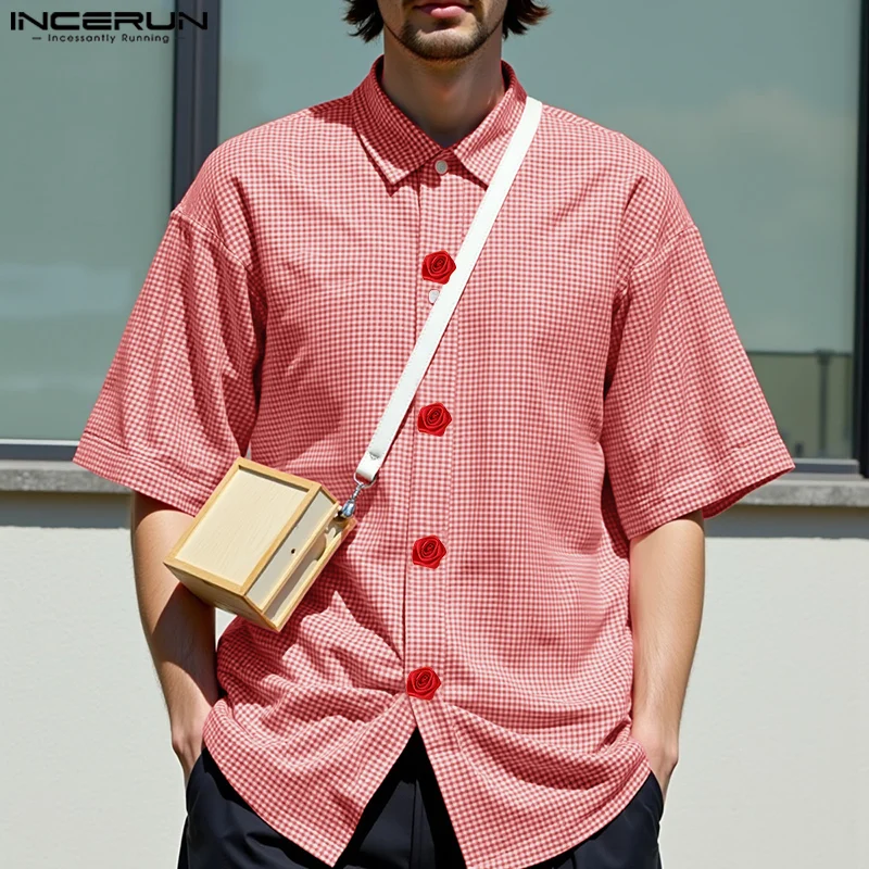 Half Sleeve Tops Tee Men Shirts INCERUN Fashion Plaid Shirts Men's Clothing Flower Patchwork Streetwear Oversize S-5XL Summer
Half Sleeve Tops Tee Men Shirts INCERUN Fashion Plaid Shirts Men's Clothing Flower Patchwork Streetwear Oversize S-5XL Summer