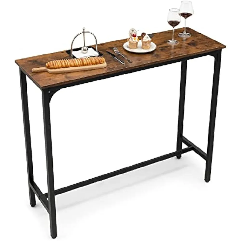 48” Bar Table, Industrial High Top Bar Table with Metal Frame & Adjustable Feet, Rectangular Narrow Pub Table for Small Space,
48” Bar Table, Industrial High Top Bar Table with Metal Frame & Adjustable Feet, Rectangular Narrow Pub Table for Small Space,