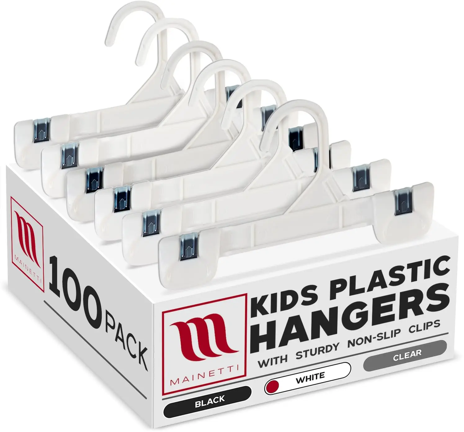 100-Pack 8-Inch Kids Plastic Hangers with Locking Clips for Pants, Skirts, and Shorts
100-Pack 8-Inch Kids Plastic Hangers with Locking Clips for Pants, Skirts, and Shorts