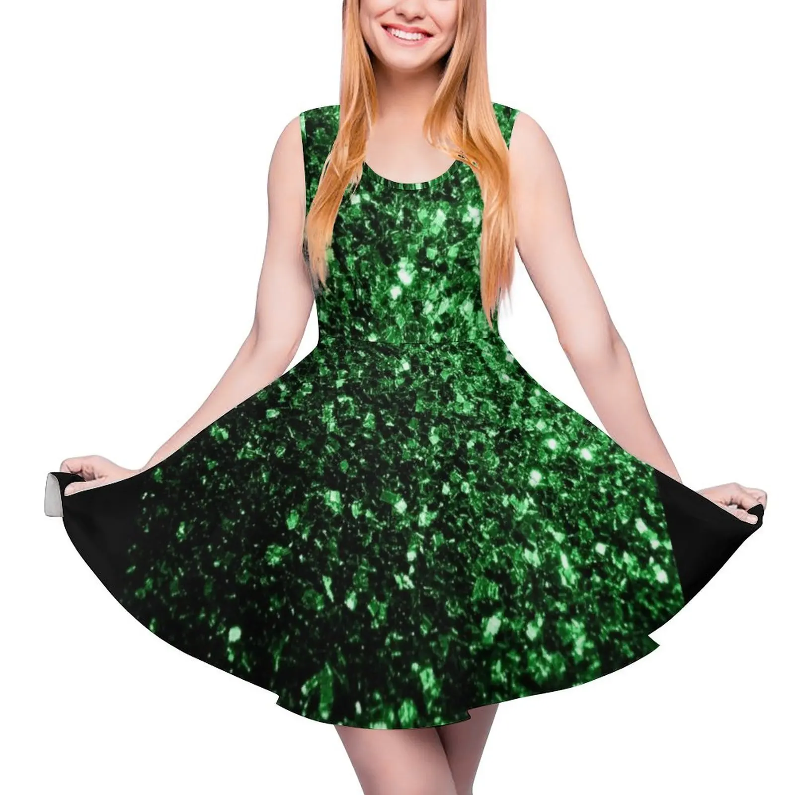 Glamour Dark Green faux glitter sparkles (Photo of Glitter - Not Reflective) Sleeveless Dress Dress for girls
Glamour Dark Green faux glitter sparkles (Photo of Glitter - Not Reflective) Sleeveless Dress Dress for girls