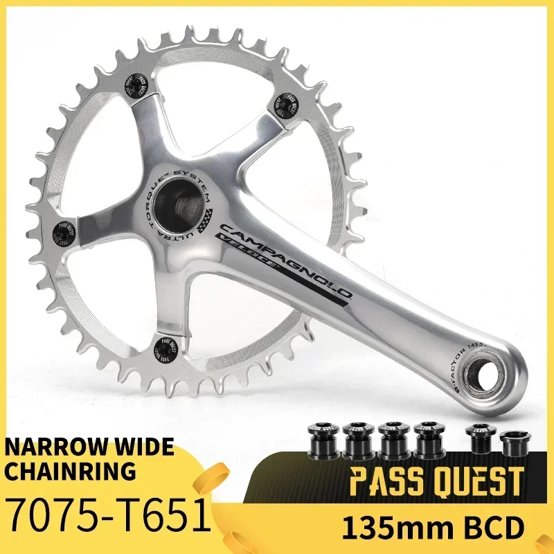 PASS QUEST-Narrow Wide Chainring, Chainwheel SLIVER, 135BCD, Five Claws, 11351 Road Bike, 40-58T
PASS QUEST-Narrow Wide Chainring, Chainwheel SLIVER, 135BCD, Five Claws, 11351 Road Bike, 40-58T