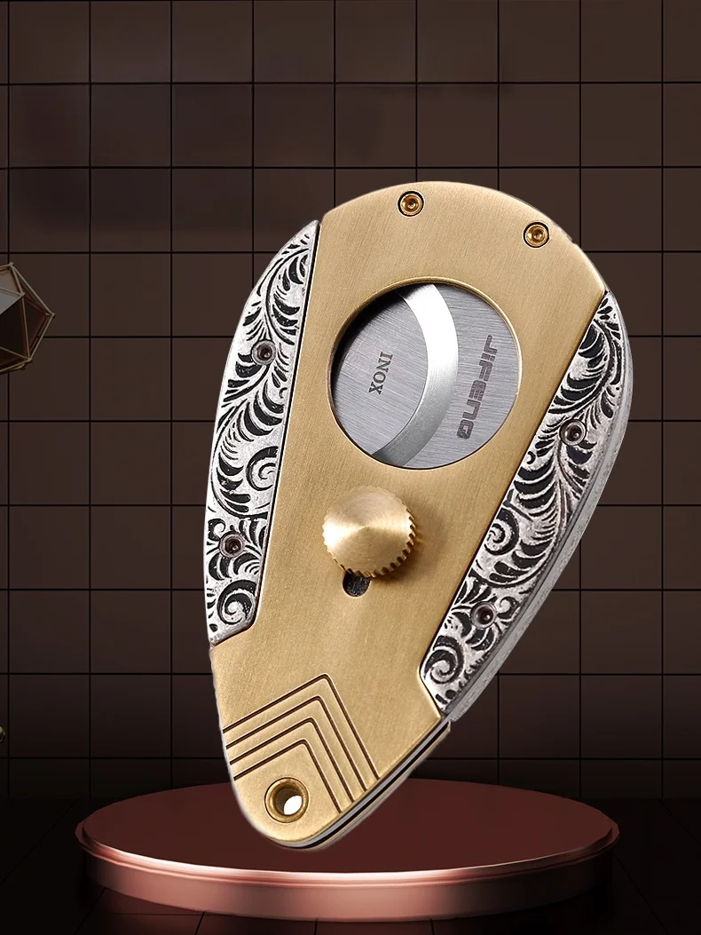 Portable JIFENG Seasonal Retro Stainless Steel Sharp Blade Fan Shaped Cigar Cutter Smoke Tool Knife Glasses Sharpe...
Portable JIFENG Seasonal Retro Stainless Steel Sharp Blade Fan Shaped Cigar Cutter Smoke Tool Knife Glasses Sharpe...