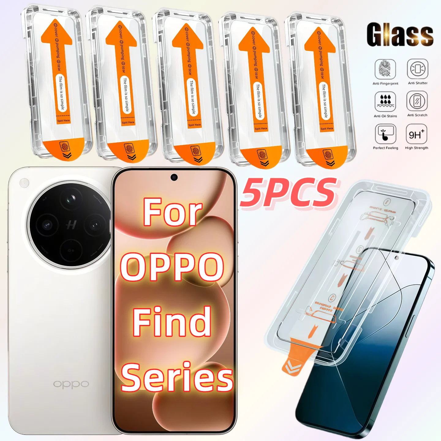 5-Pack HD Tempered Glass Screen Protector for OPPO Find X8/X8S/X8S Plus/X9/X9 pro - Dust-Free Bubble-Free Protection
5-Pack HD Tempered Glass Screen Protector for OPPO Find X8/X8S/X8S Plus/X9/X9 pro - Dust-Free Bubble-Free Protection