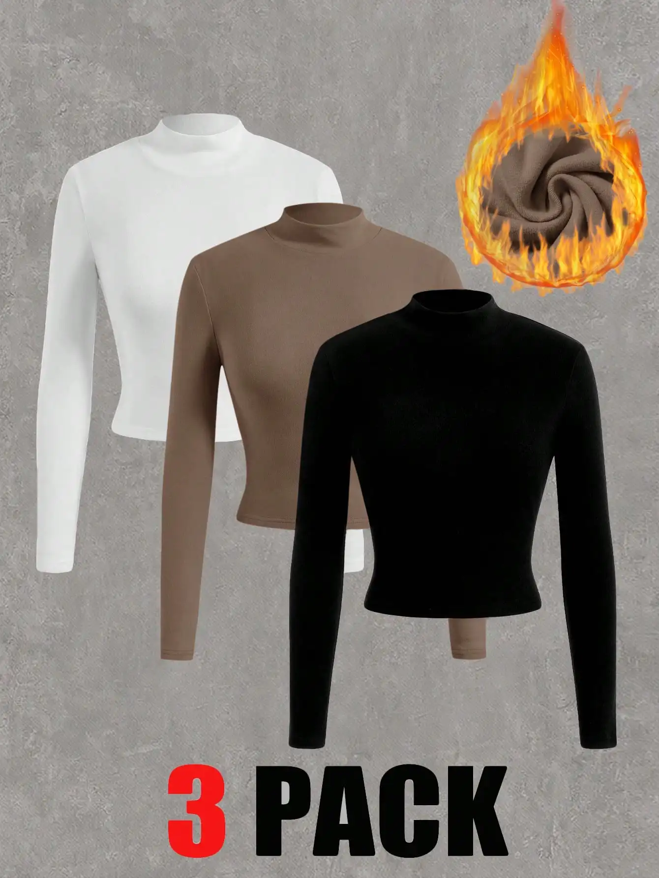 Комплект из 3-х однотонных теплых топов с полуворотником и длинными рукавами для женщин
Комплект из 3-х однотонных теплых топов с полуворотником и длинными рукавами для женщин