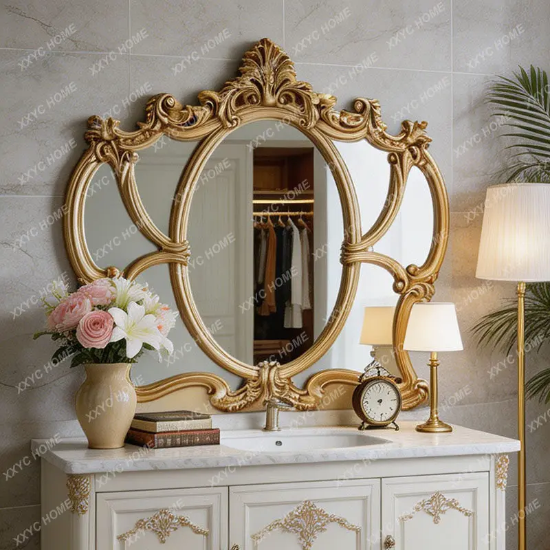 retro three-sided bathroom wall-mounted carved makeup mirror special-shaped luxury decorative mirror
retro three-sided bathroom wall-mounted carved makeup mirror special-shaped luxury decorative mirror