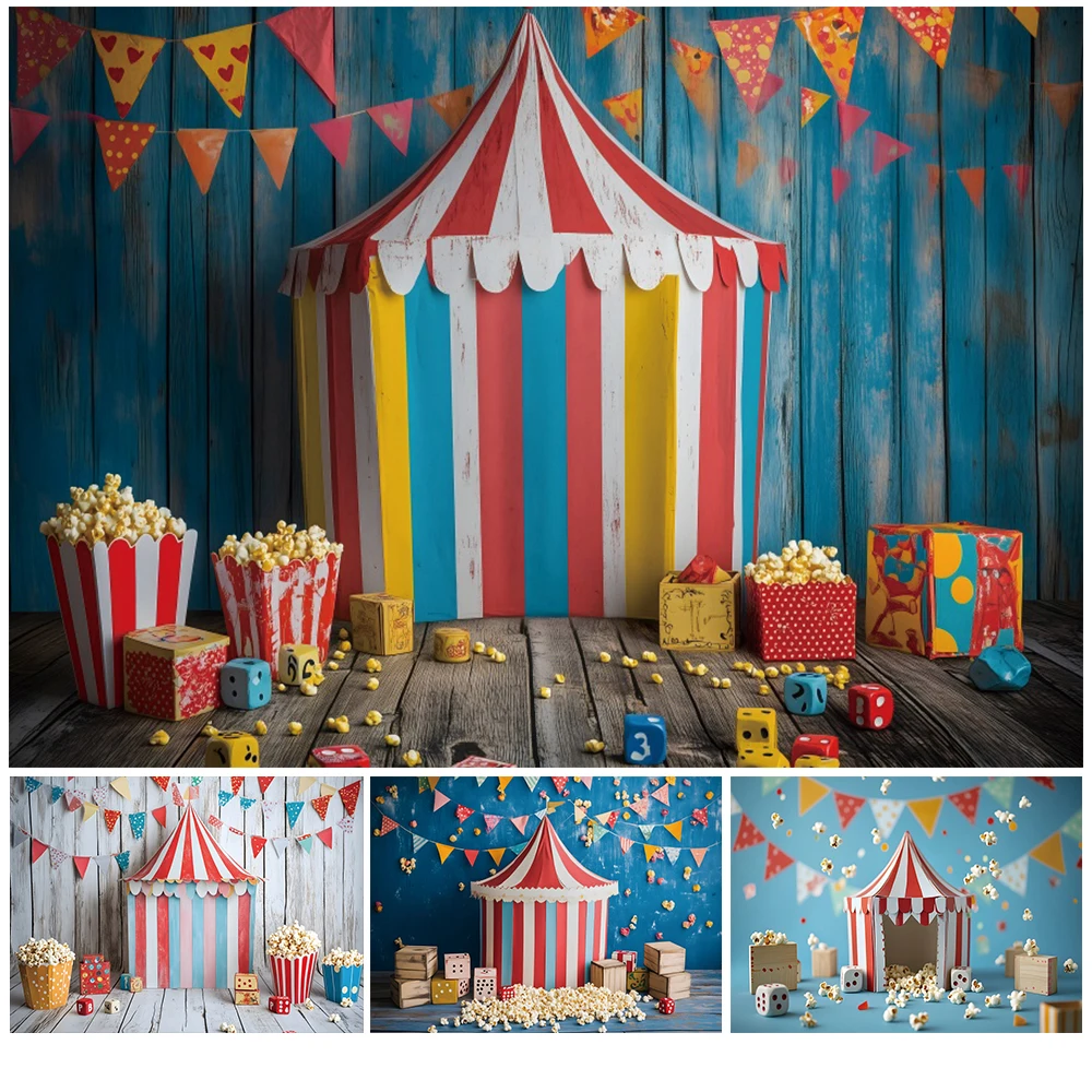 Circus Theme Photography Backdrop Striped Tent Popcorn Colored Flag Sieve Child Birthday Party Adults Portrait Photo Background
Circus Theme Photography Backdrop Striped Tent Popcorn Colored Flag Sieve Child Birthday Party Adults Portrait Photo Background