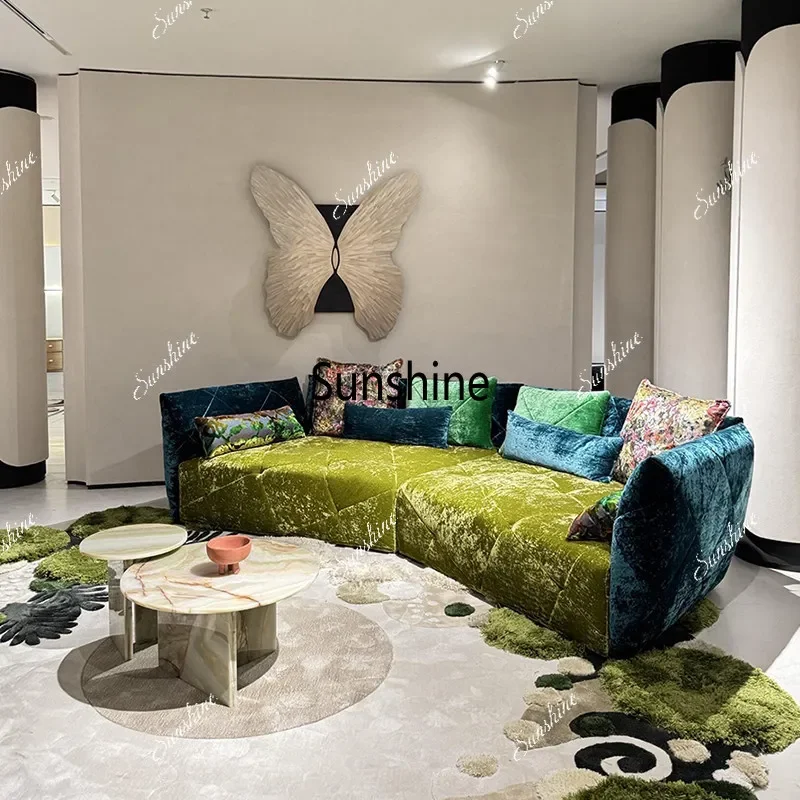 Italian light luxury hotel clubhouse green lotus leaf fabric sofa
Italian light luxury hotel clubhouse green lotus leaf fabric sofa