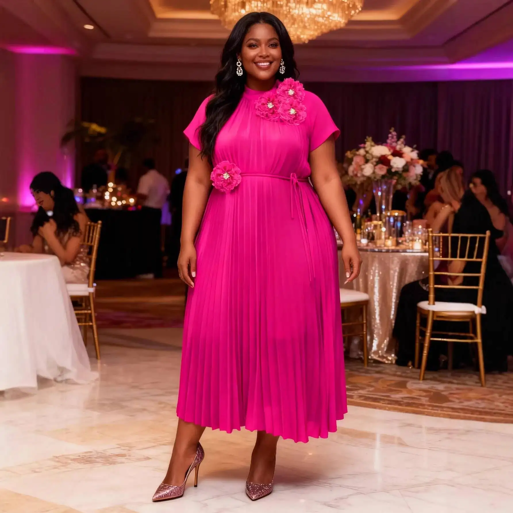 Plus-size Women's Rose Red Three-dimensional Floral Pleated Dress, Elegant And Stylish Party Dress Summer Elegantes Casual Y2K
Plus-size Women's Rose Red Three-dimensional Floral Pleated Dress, Elegant And Stylish Party Dress Summer Elegantes Casual Y2K