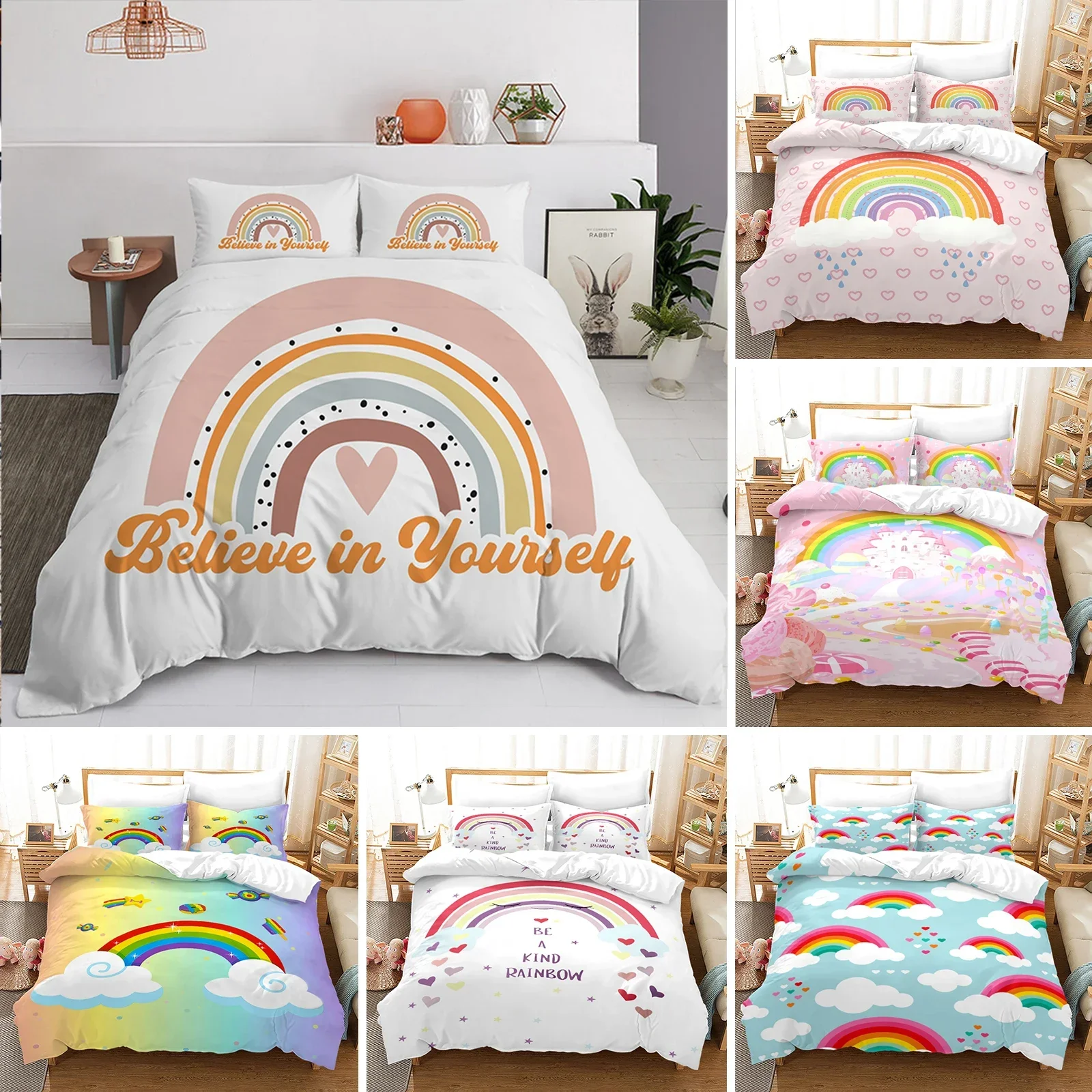 Cartoon Rainbow Bridge Bedding Set Duvet Cover Bedroom Comforter Covers Single Twin King Size Quilt Cover Home Textile 2/3PCS
Cartoon Rainbow Bridge Bedding Set Duvet Cover Bedroom Comforter Covers Single Twin King Size Quilt Cover Home Textile 2/3PCS