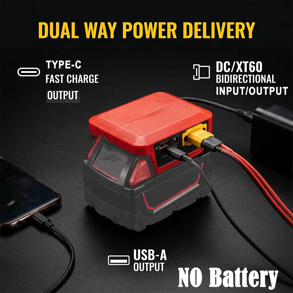 Adapter For Milwaukee 18V Li-ion Battery Digital Voltage Display Bidirectional Power Converter DC XT60 USB Type-C Fast Charge
Adapter For Milwaukee 18V Li-ion Battery Digital Voltage Display Bidirectional Power Converter DC XT60 USB Type-C Fast Charge