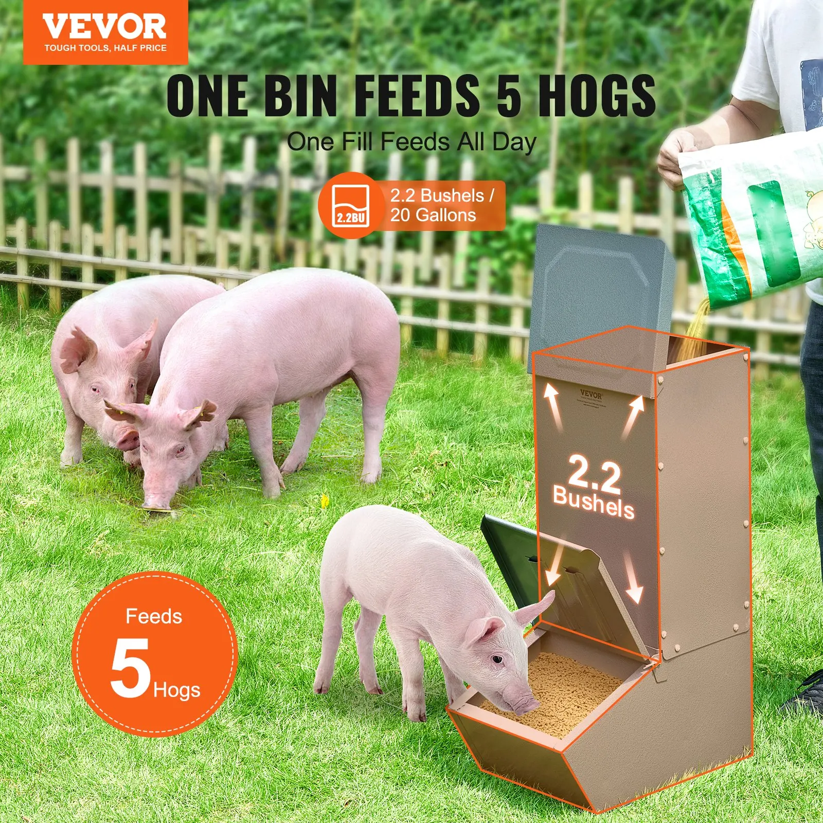Hog Feeder, 2.2 Bushel Capacity, Single Door Pig Feeder, Heavy Duty Steel Piglets Feeder, Multipurpose Trough Creep Feeder,
Hog Feeder, 2.2 Bushel Capacity, Single Door Pig Feeder, Heavy Duty Steel Piglets Feeder, Multipurpose Trough Creep Feeder,