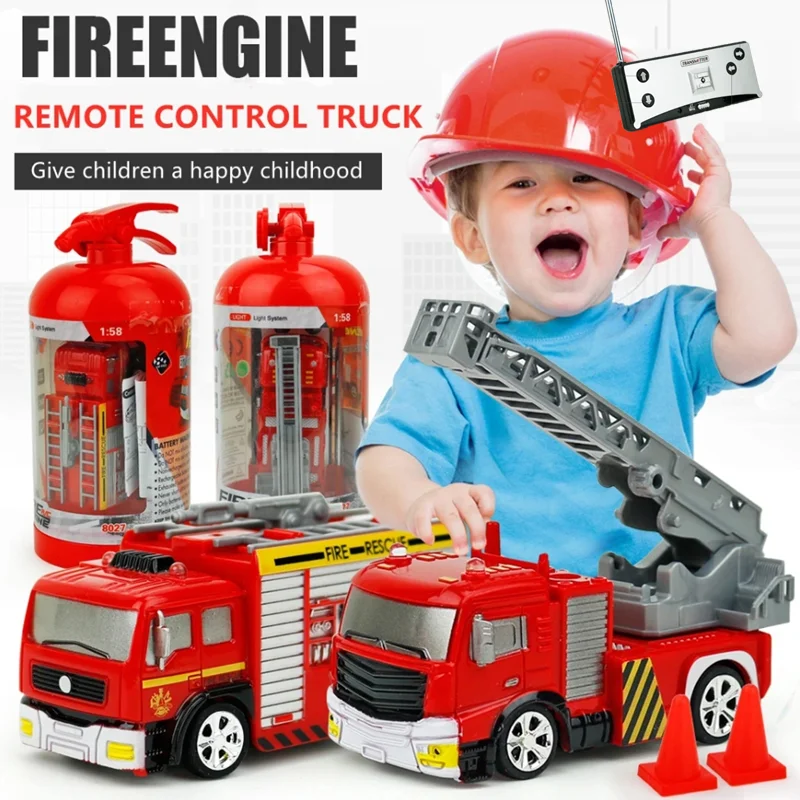 Mini Electric Remote Control Fire Truck Model Toy Telescopic Ladder Water Tank Simulation Light Rotable Worktable RC Truck Toy
Mini Electric Remote Control Fire Truck Model Toy Telescopic Ladder Water Tank Simulation Light Rotable Worktable RC Truck Toy