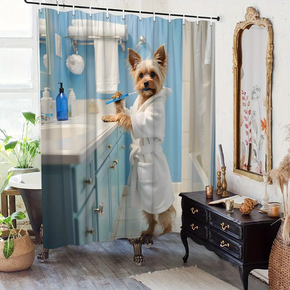 «Очаровательная занавеска для душа для собак — милый йоркширский терьер в халате с зубной щеткой, идеально подходит для декора ванной комнаты для любителей домашних животных»
«Очаровательная занавеска для душа для собак — милый йоркширский терьер в халате с зубной щеткой, идеально подходит для декора ванной комнаты для любителей домашних животных»