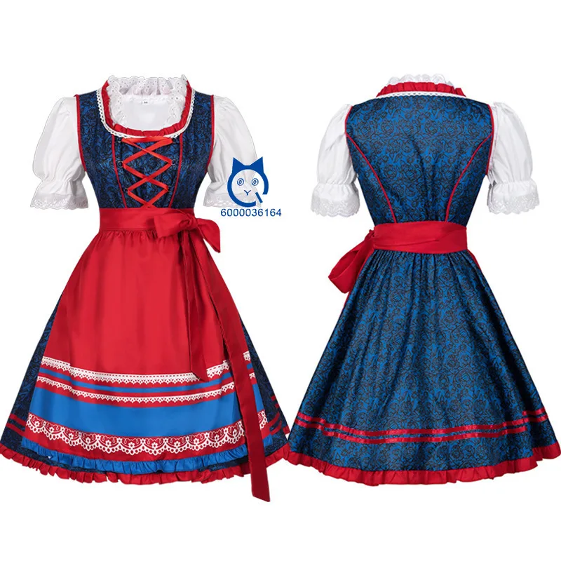 New Arrival Oktoberfest Festival Bavarian Beer Blue Flowers Dress Red Apron with Lace Traditional German Dirndl Hot Sale Costume
New Arrival Oktoberfest Festival Bavarian Beer Blue Flowers Dress Red Apron with Lace Traditional German Dirndl Hot Sale Costume